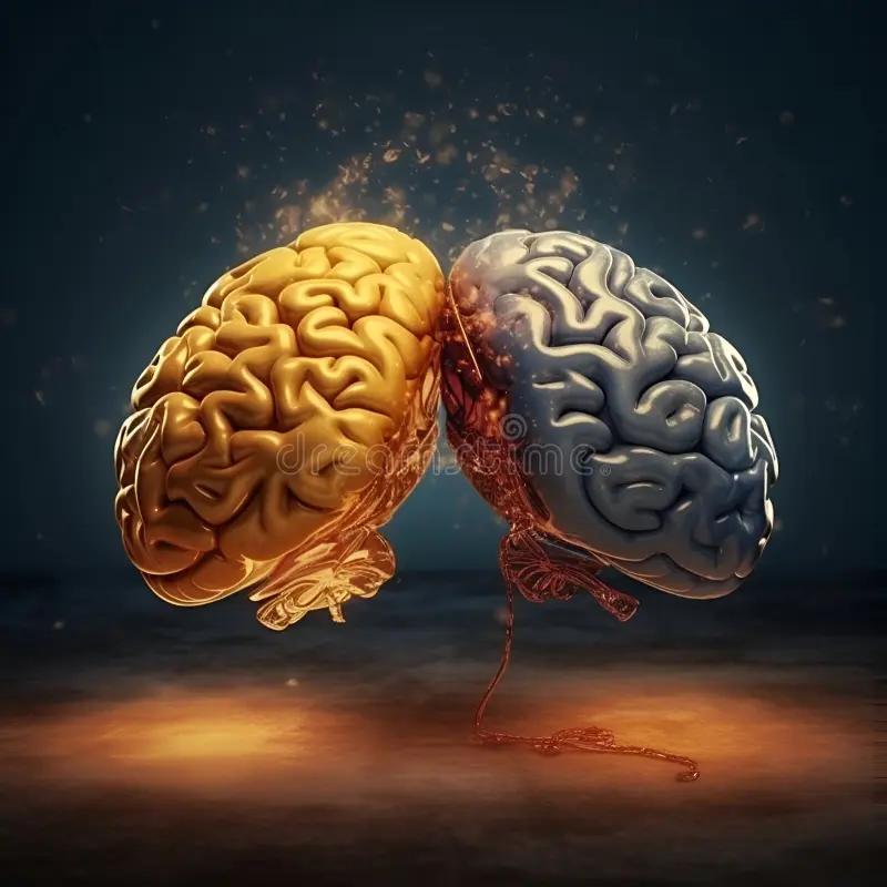 Illustration of two brains representing a Second Brain system for organizing ideas and improving focus